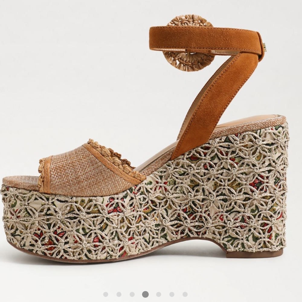 NEW SAM EDELMAN AMBER PLATFORM WEDGE SANDAL - Picture 4 of 14